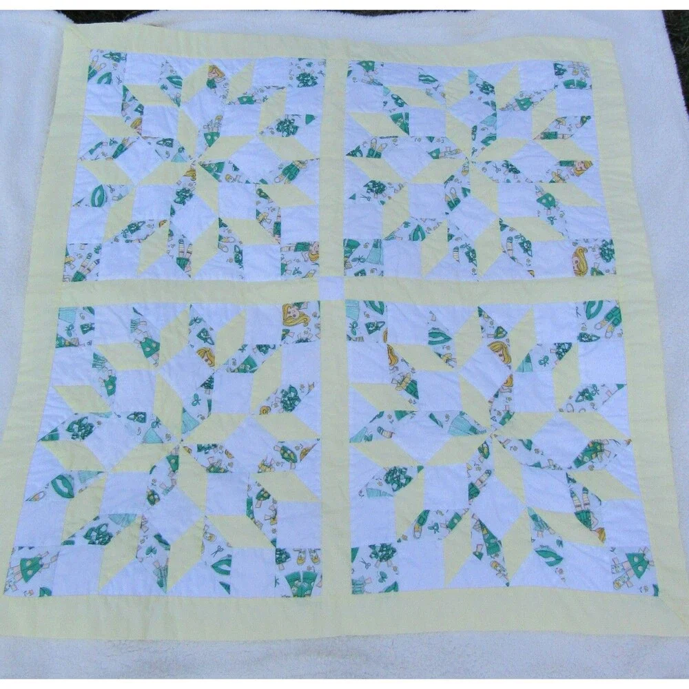 Quilt Doll Making Pattern Handmade Joycer Baby Blanket Yellow Washable VTG Retro